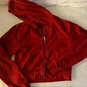 RED BRANDY MELVILLE ZIP UP HOODIE